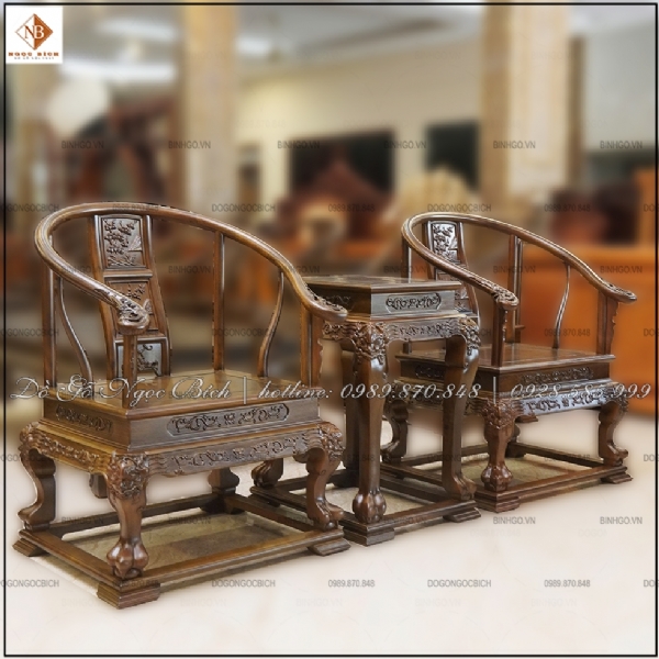 Bộ bàn trà Minh Đế ba món gỗ gõ đỏ
